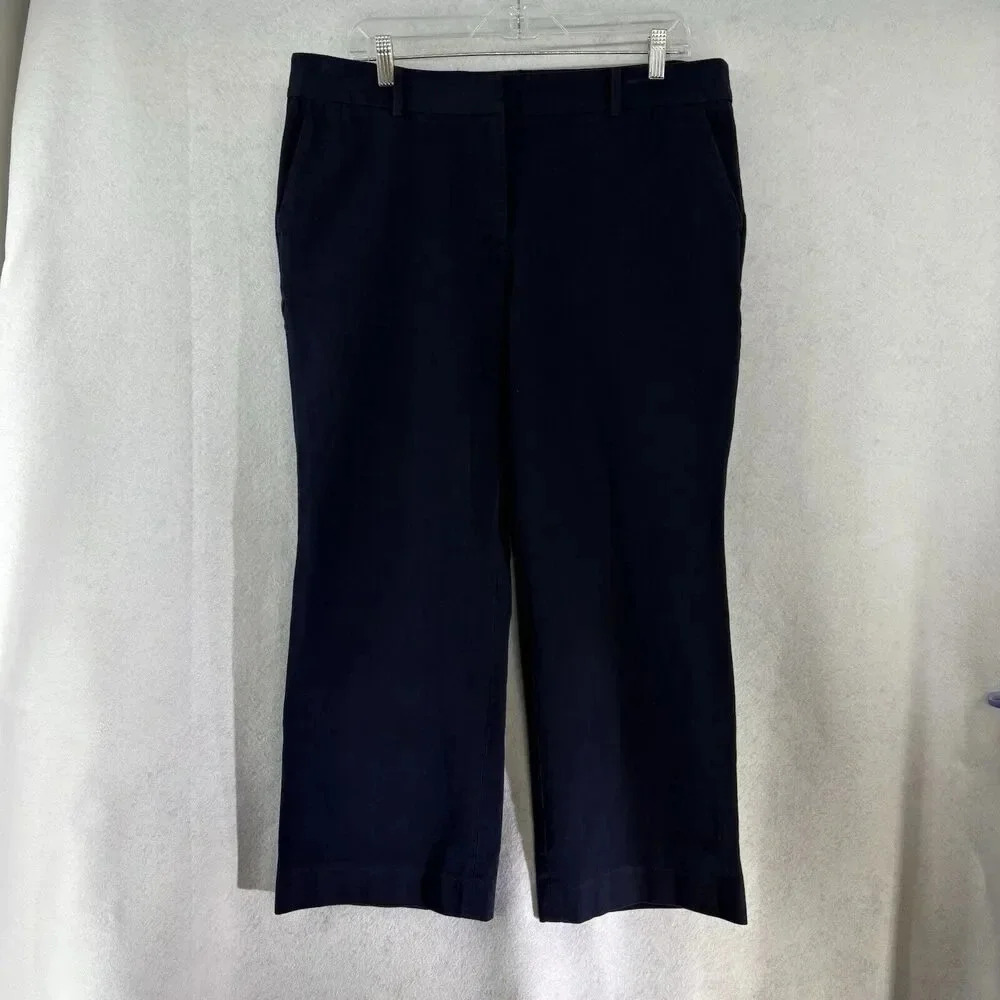 Talbots Women's Mid Rise Straight Leg Career Newport Navy Blue Pants Sz 16P